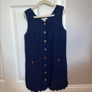 Crewcuts Dark Blue Kids Dress with Buttons